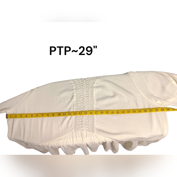 Boho Ivory Tunic 3X Flowy Lace Crochet Blouse Plus Size - Picture 6 of 9